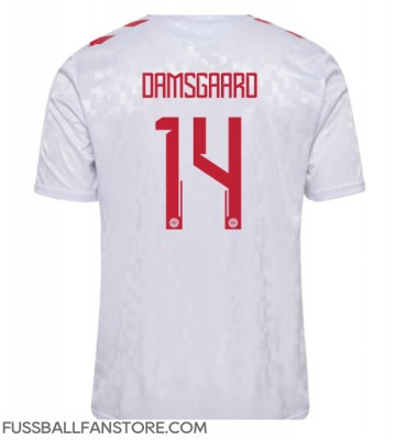 Dänemark Mikkel Damsgaard #14 Replik Auswärtstrikot EM 2024 Kurzarm